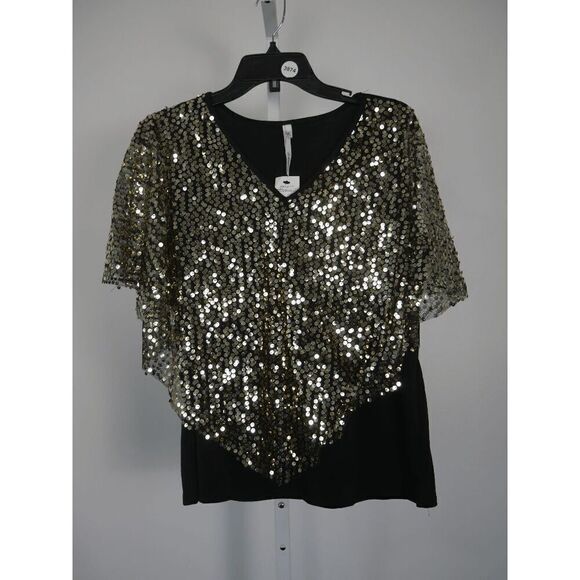NY COLLECTION Women's Petite Sequin-Front Poncho Top Size PL - Picture 2 of 7